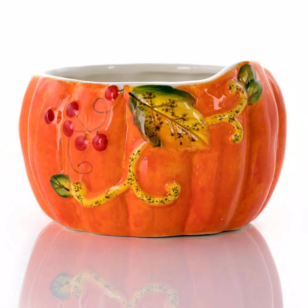 Countertop Storage Gibson Home Stoneware Pumpkin Cookie Jar In Orange With Lid 7 Countertop Storage Gibson Home Stoneware Pumpkin Cookie Jar In Orange With Lid - Image 5
