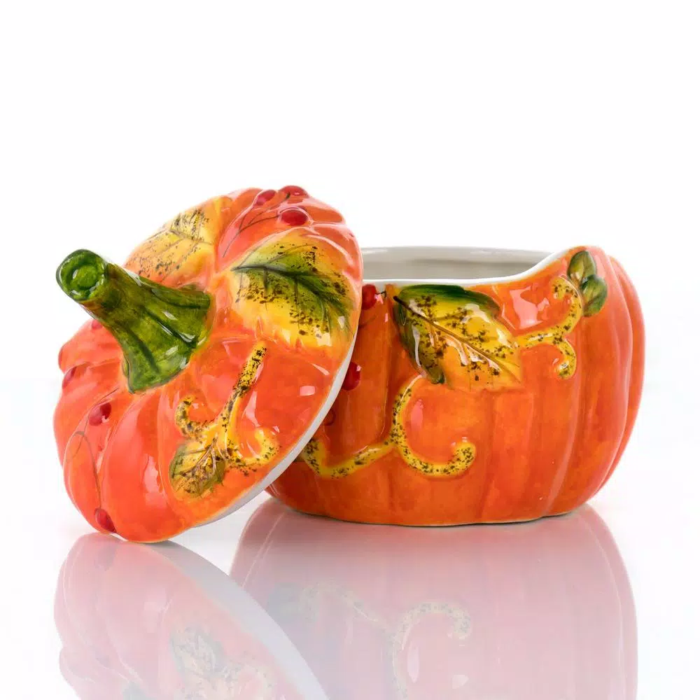 Countertop Storage Gibson Home Stoneware Pumpkin Cookie Jar In Orange With Lid 11 Countertop Storage Gibson Home Stoneware Pumpkin Cookie Jar In Orange With Lid - Image 9