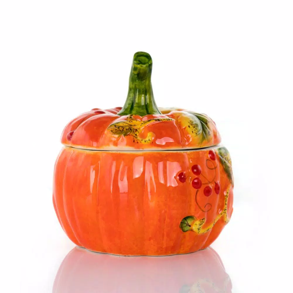 Countertop Storage Gibson Home Stoneware Pumpkin Cookie Jar In Orange With Lid 6 Countertop Storage Gibson Home Stoneware Pumpkin Cookie Jar In Orange With Lid - Image 4