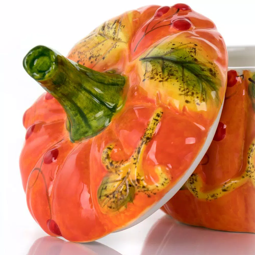 Countertop Storage Gibson Home Stoneware Pumpkin Cookie Jar In Orange With Lid 10 Countertop Storage Gibson Home Stoneware Pumpkin Cookie Jar In Orange With Lid - Image 8