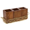 Countertop Storage Godinger 5.5 In. H X 4.5 In. W X 15 In. D Nest 4-Piece Gold Wood Flatware Caddy -Honey Can Do Shop godinger silverware caddies 11649 64 1000