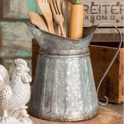 Food Storage Benzara Vintage Style Gray Galvanized Metal Milk Pitcher -Honey Can Do Shop gray benzara kitchen canisters i457 amc0004 31 1000