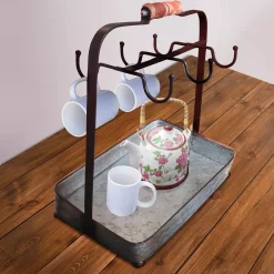 Countertop Storage Benzara Rustic Style 6-Hooks Galvanized Metal Gray Color Crockery Holder 17 Countertop Storage Benzara Rustic Style 6-Hooks Galvanized Metal Gray Color Crockery Holder -Honey Can Do Shop gray benzara mug trees i457 amc0018 31 1000