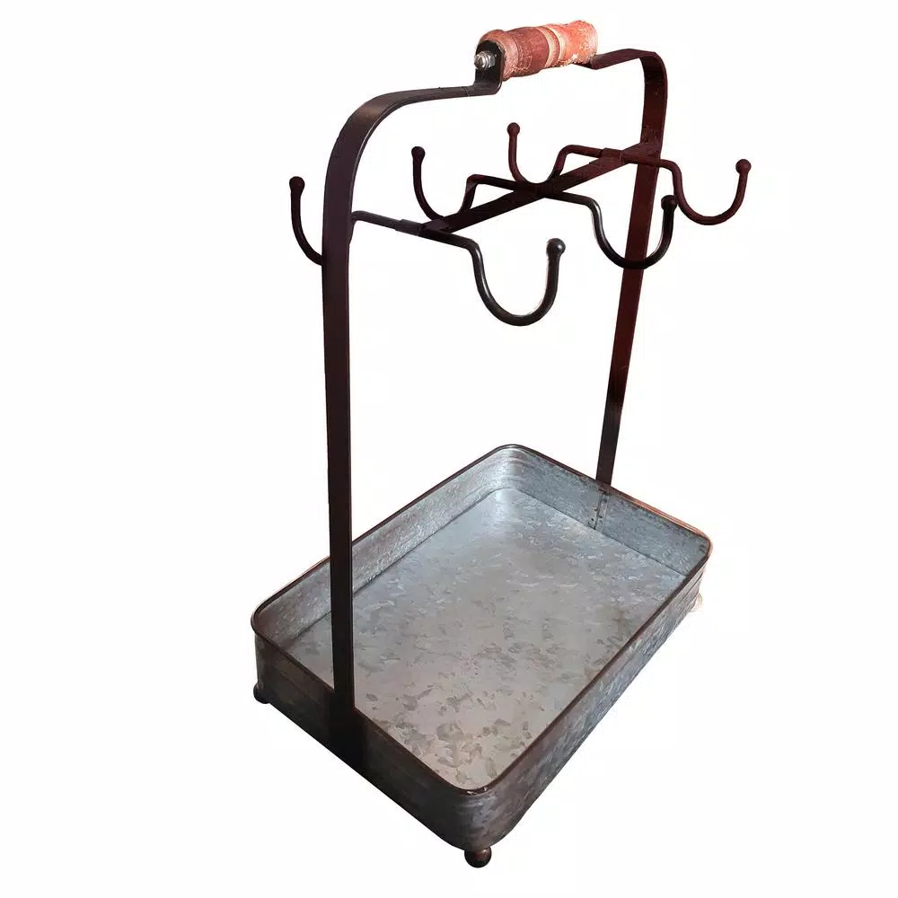 Countertop Storage Benzara Rustic Style 6-Hooks Galvanized Metal Gray Color Crockery Holder 9 Countertop Storage Benzara Rustic Style 6-Hooks Galvanized Metal Gray Color Crockery Holder - Image 7