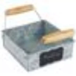 Countertop Storage Benzara Galvanized Metal Gray Napkin Holder With Handles