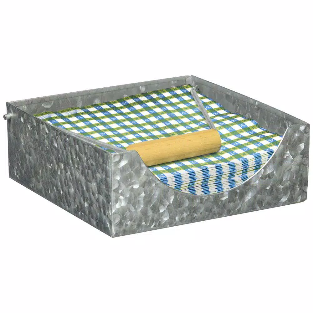 Countertop Storage Benzara Galvanized Metal Gray Napkin Holder With Fitted Handle 5 Countertop Storage Benzara Galvanized Metal Gray Napkin Holder With Fitted Handle - Image 3