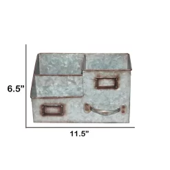 Countertop Storage Benzara 3-Bin Galvanized Metal Gray Color Tissue Box With Attached Label Slots -Honey Can Do Shop gray benzara napkin holders i457 amc0016 1f 1000