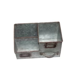 Countertop Storage Benzara 3-Bin Galvanized Metal Gray Color Tissue Box With Attached Label Slots -Honey Can Do Shop gray benzara napkin holders i457 amc0016 4f 1000