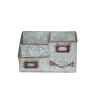 Countertop Storage Benzara 3-Bin Galvanized Metal Gray Color Tissue Box With Attached Label Slots