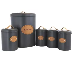 MegaChef Kitchen Food Storage And Organization 5-Piece Metal Canister Set With Metal Lids 15 MegaChef Kitchen Food Storage And Organization 5-Piece Metal Canister Set With Metal Lids -Honey Can Do Shop gray megachef kitchen canisters 985111719m 40 1000