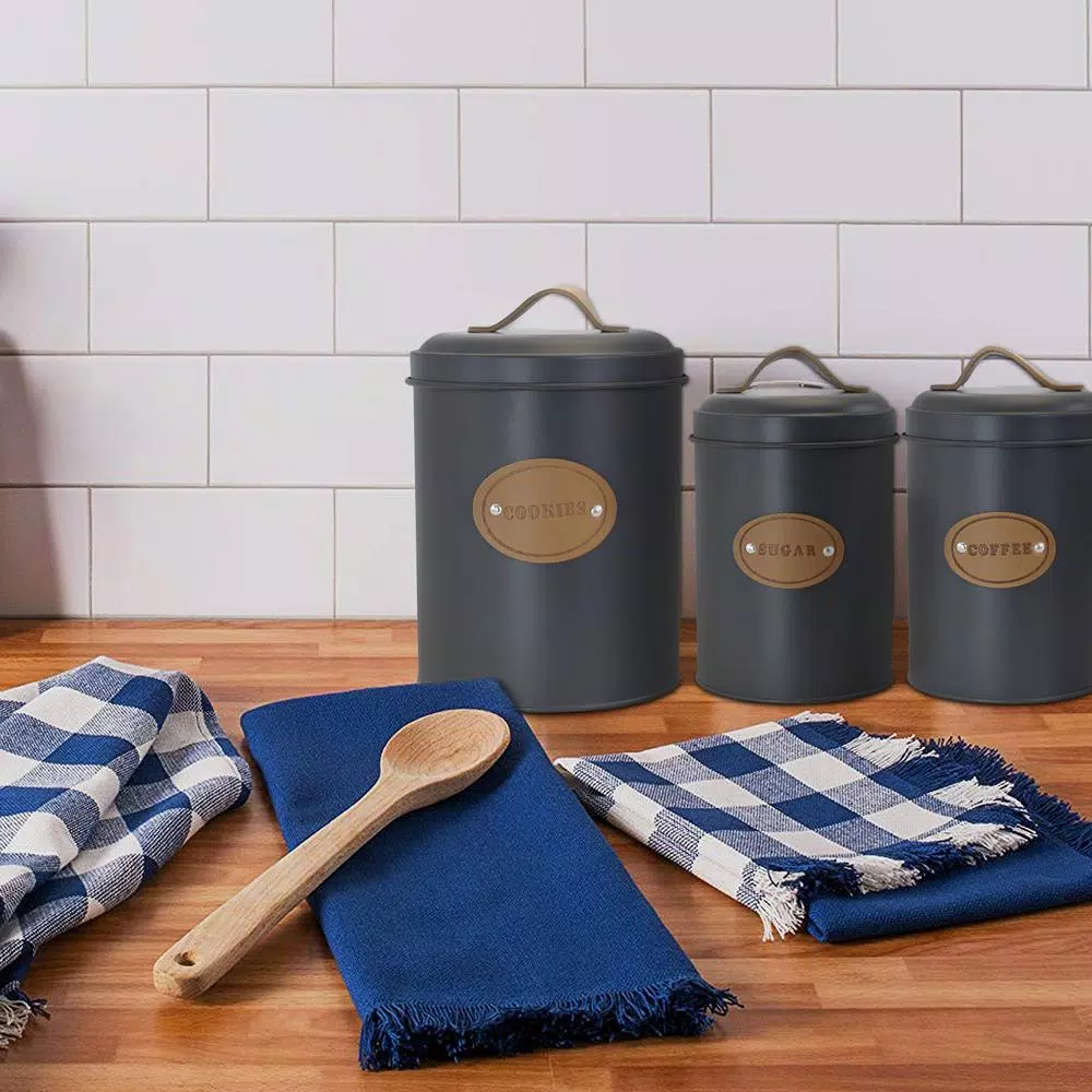 MegaChef Kitchen Food Storage And Organization 5-Piece Metal Canister Set With Metal Lids 3 MegaChef Kitchen Food Storage And Organization 5-Piece Metal Canister Set With Metal Lids