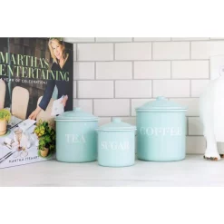 Food Storage 3R Studios 3-Piece Metal Canister Set With Lids -Honey Can Do Shop green 3r studios kitchen canisters ec0264 4f 1000