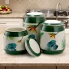 Food Storage Elama Paradise Palms Green 3-Piece Ceramic Cannister Collection With Ceramic Tops -Honey Can Do Shop green elama kitchen canisters 985112006m 64 1000