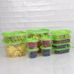 Home Basics 12-Piece Plastic Food Storage Container Set With Vented Plastic Lids 9 Home Basics 12-Piece Plastic Food Storage Container Set With Vented Plastic Lids -Honey Can Do Shop green home basics food storage containers sc47655 4f 1000