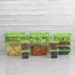 Home Basics 12-Piece Plastic Food Storage Container Set With Vented Plastic Lids 8 Home Basics 12-Piece Plastic Food Storage Container Set With Vented Plastic Lids -Honey Can Do Shop green home basics food storage containers sc47655 c3 1000