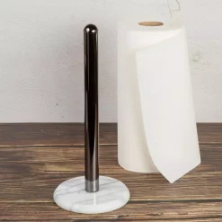 Countertop Storage Creative Home 2-Tone Paper Towel Holder With Gunmetal Metal Pole Natural Marble Base 5-1/2 In. Dia X 12 In. H -Honey Can Do Shop gun metal creative home paper towel holders 73603 4f 1000