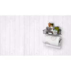 Countertop Storage Spectrum Vintage Wall Mount Basket With Paper Towel Holder -Honey Can Do Shop industrial gray spectrum paper towel holders a84876 31 1000