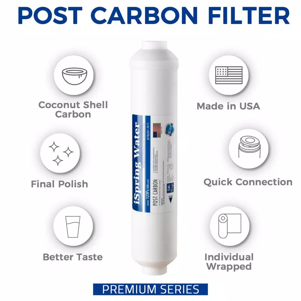 Replacement Water Filters ISPRING FT15US Premium Universal Inline Activated Post Carbon Replacement Water Filter Cartridge With Quick Connect Fittings 4 Replacement Water Filters ISPRING FT15US Premium Universal Inline Activated Post Carbon Replacement Water Filter Cartridge With Quick Connect Fittings - Image 2