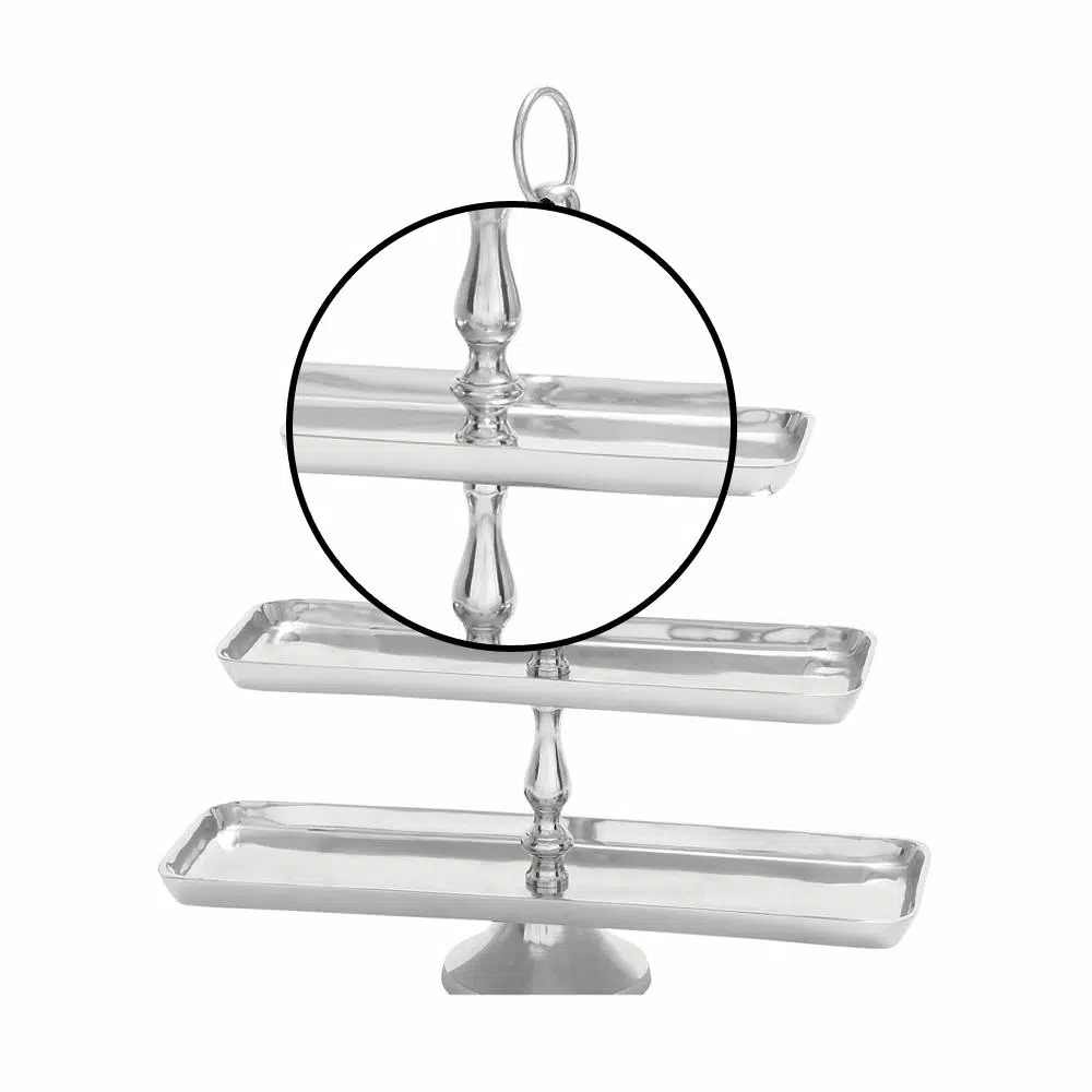 Countertop Storage LITTON LANE 19 In. Polished Silver Aluminum 3-Tiered Rectangular Fruit Stand 5 Countertop Storage LITTON LANE 19 In. Polished Silver Aluminum 3-Tiered Rectangular Fruit Stand - Image 3