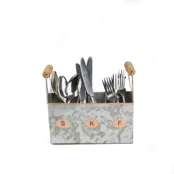 Countertop Storage Mind Reader Silver Galvanized Utensils Caddy Kitchen Condiment Organizer
