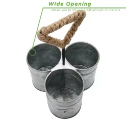 Countertop Storage Mind Reader 10 In. H X 7 In. W X 7 In. H Silver Metal 3 Section Utensil Holder, Utensil Caddy -Honey Can Do Shop mind reader silverware caddies brute3 sil 44 1000