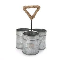 Countertop Storage Mind Reader 10 In. H X 7 In. W X 7 In. H Silver Metal 3 Section Utensil Holder, Utensil Caddy