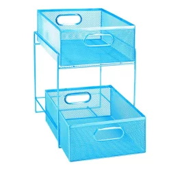 Countertop Storage Mind Reader 12.25 In. H X 8.25 In. W X 12.38 In. L Modern Blue Metal Flatware Organizer, Utensil Caddy