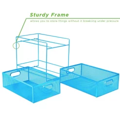 Countertop Storage Mind Reader 12.25 In. H X 8.25 In. W X 12.38 In. L Modern Blue Metal Flatware Organizer, Utensil Caddy -Honey Can Do Shop mind reader silverware caddies cabask2t blu fa 1000