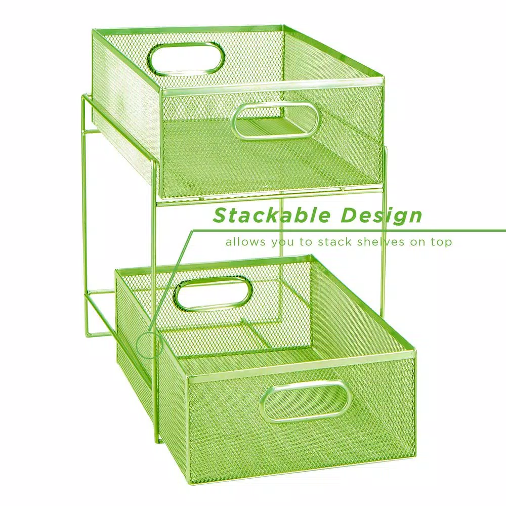 Countertop Storage Mind Reader 12.25 In. H X 8.25 In. W X 12.38 In. L Modern Green Metal Flatware Organizer, Utensil Caddy 6 Countertop Storage Mind Reader 12.25 In. H X 8.25 In. W X 12.38 In. L Modern Green Metal Flatware Organizer, Utensil Caddy - Image 4