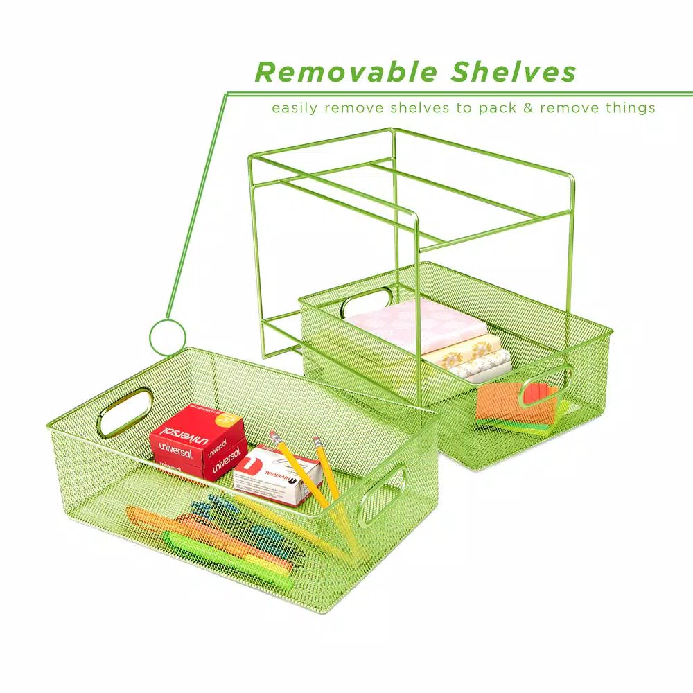 Countertop Storage Mind Reader 12.25 In. H X 8.25 In. W X 12.38 In. L Modern Green Metal Flatware Organizer, Utensil Caddy 5 Countertop Storage Mind Reader 12.25 In. H X 8.25 In. W X 12.38 In. L Modern Green Metal Flatware Organizer, Utensil Caddy - Image 3