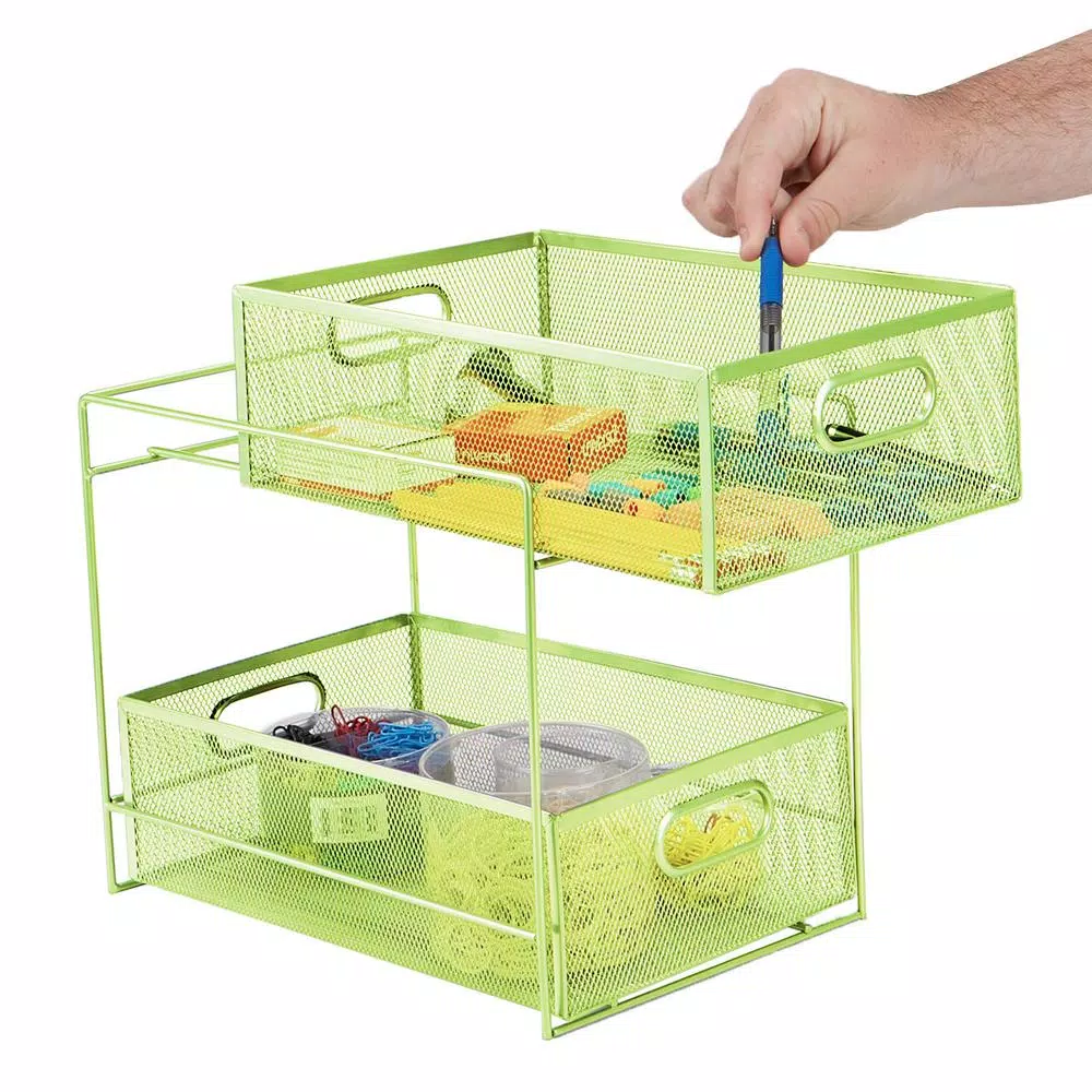 Countertop Storage Mind Reader 12.25 In. H X 8.25 In. W X 12.38 In. L Modern Green Metal Flatware Organizer, Utensil Caddy 4 Countertop Storage Mind Reader 12.25 In. H X 8.25 In. W X 12.38 In. L Modern Green Metal Flatware Organizer, Utensil Caddy - Image 2