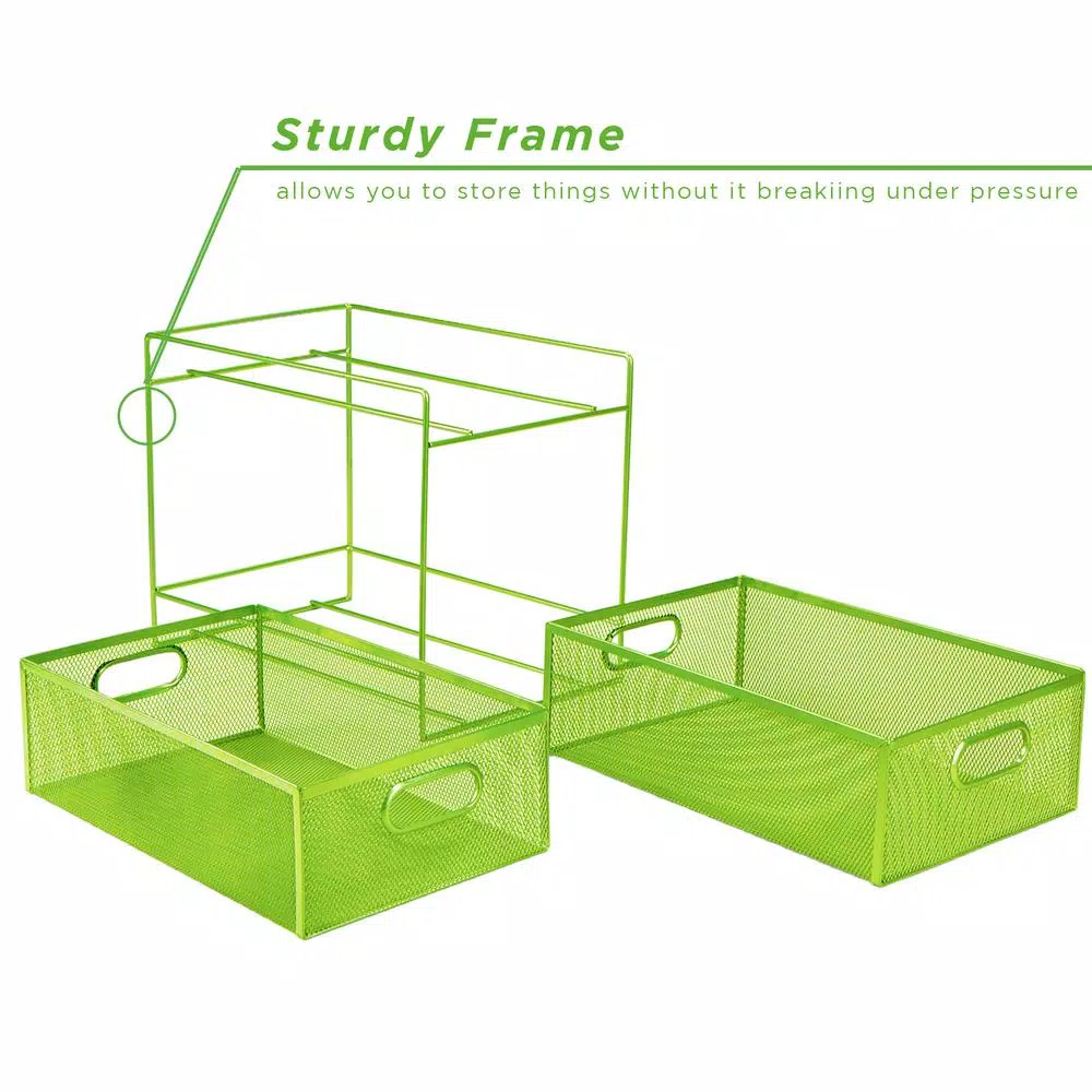 Countertop Storage Mind Reader 12.25 In. H X 8.25 In. W X 12.38 In. L Modern Green Metal Flatware Organizer, Utensil Caddy 8 Countertop Storage Mind Reader 12.25 In. H X 8.25 In. W X 12.38 In. L Modern Green Metal Flatware Organizer, Utensil Caddy - Image 6