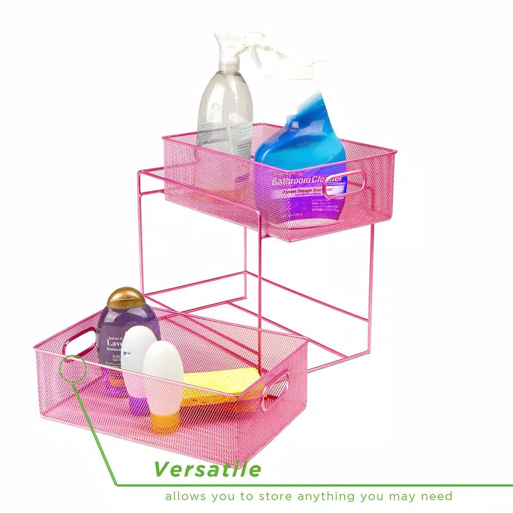 Countertop Storage Mind Reader 12.25 In. H X 8.25 In. W X 12.38 In. L Modern Pink Metal Flatware Organizer, Utensil Caddy 7 Countertop Storage Mind Reader 12.25 In. H X 8.25 In. W X 12.38 In. L Modern Pink Metal Flatware Organizer, Utensil Caddy - Image 5