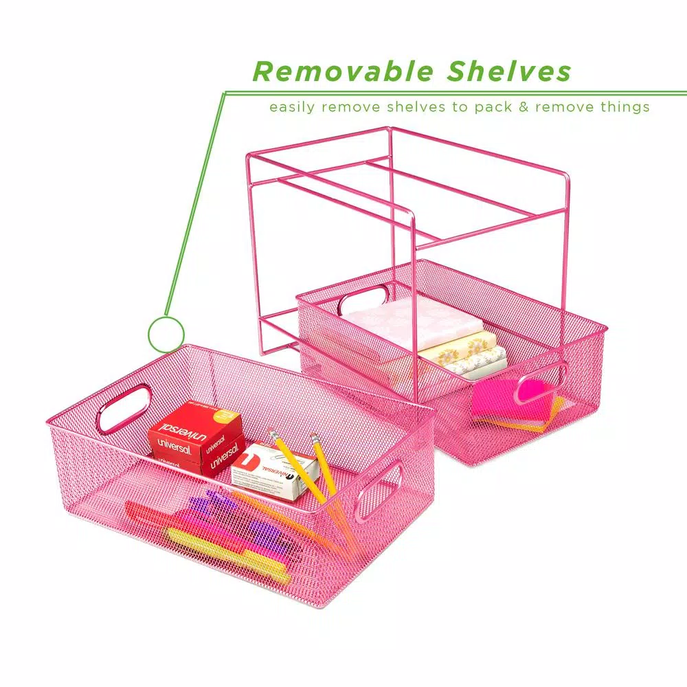 Countertop Storage Mind Reader 12.25 In. H X 8.25 In. W X 12.38 In. L Modern Pink Metal Flatware Organizer, Utensil Caddy 5 Countertop Storage Mind Reader 12.25 In. H X 8.25 In. W X 12.38 In. L Modern Pink Metal Flatware Organizer, Utensil Caddy - Image 3