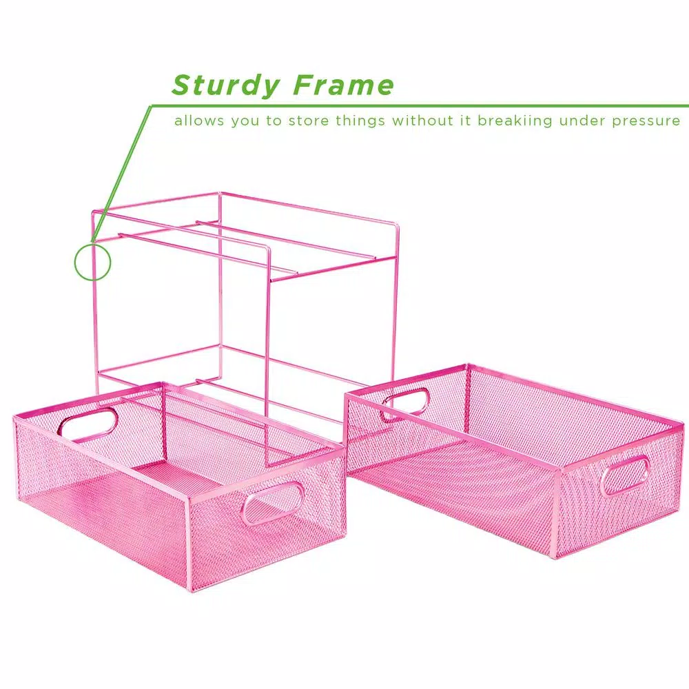 Countertop Storage Mind Reader 12.25 In. H X 8.25 In. W X 12.38 In. L Modern Pink Metal Flatware Organizer, Utensil Caddy 8 Countertop Storage Mind Reader 12.25 In. H X 8.25 In. W X 12.38 In. L Modern Pink Metal Flatware Organizer, Utensil Caddy - Image 6