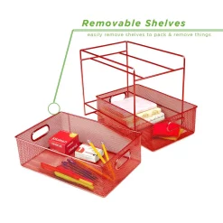 Countertop Storage Mind Reader 12.25 In. H X 8.25 In. W X 12.38 In. L Modern Red Metal Flatware Organizer, Utensil Caddy -Honey Can Do Shop mind reader silverware caddies cabask2t red 4f 1000