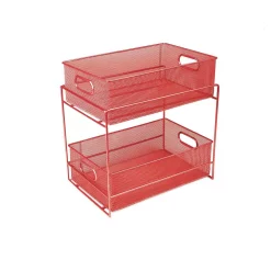 Countertop Storage Mind Reader 12.25 In. H X 8.25 In. W X 12.38 In. L Modern Red Metal Flatware Organizer, Utensil Caddy