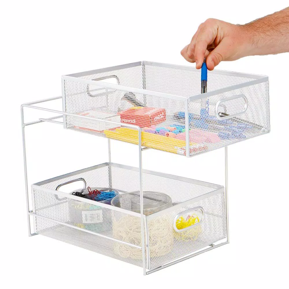 Countertop Storage Mind Reader 12.25 In. H X 8.25 In. W X 12.38 In. L Modern White Metal Flatware Organizer, Utensil Caddy 4 Countertop Storage Mind Reader 12.25 In. H X 8.25 In. W X 12.38 In. L Modern White Metal Flatware Organizer, Utensil Caddy - Image 2