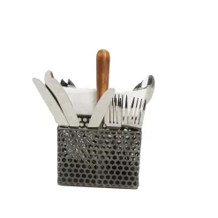 Countertop Storage Mind Reader Black Metal 4-Compartment Utensil Basket Flatware Cutlery Holder Silverware Organizer With Wood Handle -Honey Can Do Shop mind reader silverware caddies utenbask4 blk 1f 1000