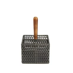 Countertop Storage Mind Reader Black Metal 4-Compartment Utensil Basket Flatware Cutlery Holder Silverware Organizer With Wood Handle -Honey Can Do Shop mind reader silverware caddies utenbask4 blk 44 1000