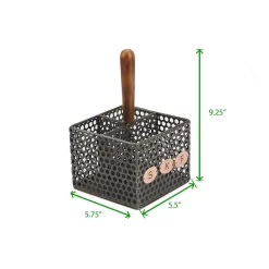 Countertop Storage Mind Reader Black Metal 4-Compartment Utensil Basket Flatware Cutlery Holder Silverware Organizer With Wood Handle -Honey Can Do Shop mind reader silverware caddies utenbask4 blk fa 1000