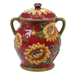Food Storage Certified International Sunset Sunflower Ceramic Biscuit Jar