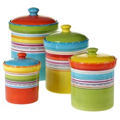 Food Storage Certified International Mariachi Multi-size Multi-color Canister Set (4-Pieces)