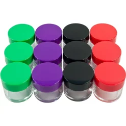 Food Storage Stalwart 12-Piece 20 ML Clear Plastic Storage Jars With Colored Lids