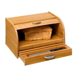 Countertop Storage Honey-Can-Do Bamboo Bread Box With Pull-Out Drawer And Cutting Board -Honey Can Do Shop natural bamboo honey can do bread boxes kch 01081 4f 1000