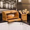 Countertop Storage Honey-Can-Do Bamboo Bread Box With Pull-Out Drawer And Cutting Board -Honey Can Do Shop natural bamboo honey can do bread boxes kch 01081 64 1000