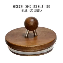 Food Storage Honey-Can-Do 3-Piece Acacia Top Glass Kitchen Canister Set -Honey Can Do Shop natural glass silicone honey can do food storage containers kch 08571 1f 1000