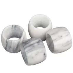 Countertop Storage Creative Home Genuine Natural White Marble Napkin Ring, Napkin Holder For Dinning Table Decoration Set Of 4-Piece