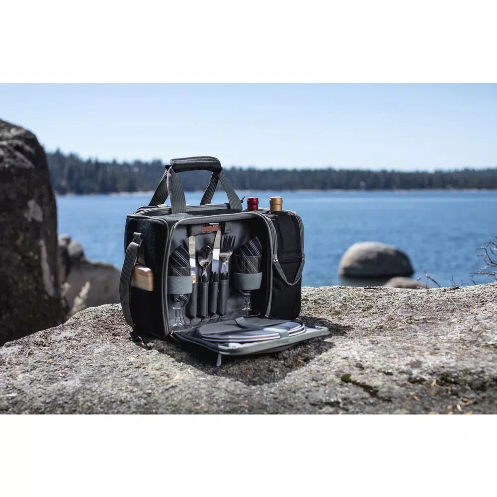Food Storage Picnic Time Malibu Black Wood Picnic Cooler Tote 7 Food Storage Picnic Time Malibu Black Wood Picnic Cooler Tote - Image 5