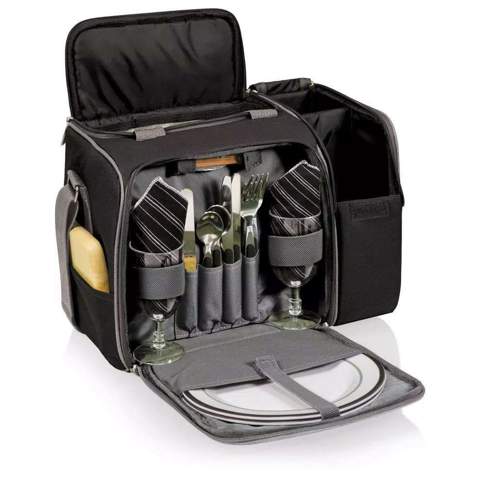 Food Storage Picnic Time Malibu Black Wood Picnic Cooler Tote 9 Food Storage Picnic Time Malibu Black Wood Picnic Cooler Tote - Image 7